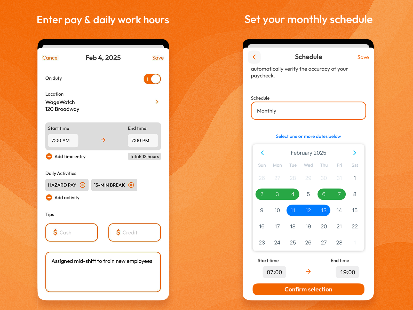 Time entry & Schedule