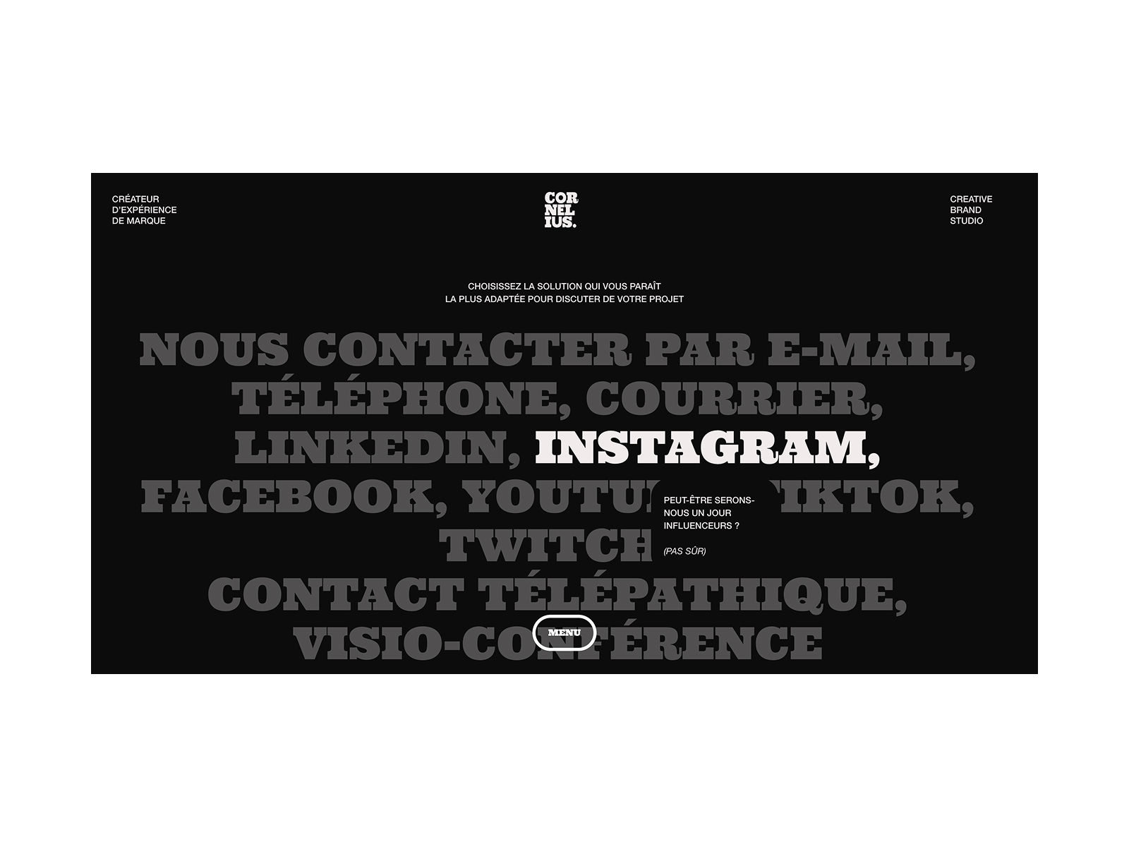 Many ways to contact Cornelius / jokes on hover