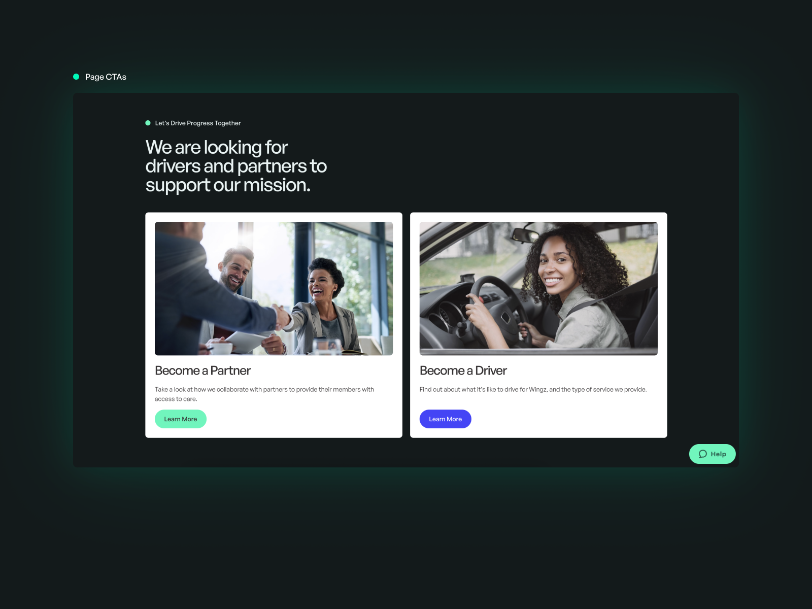 Partner & Driver Page CTAs