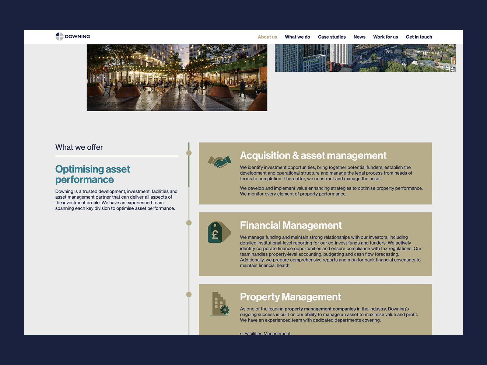 Vertical scroll through 'what we offer'