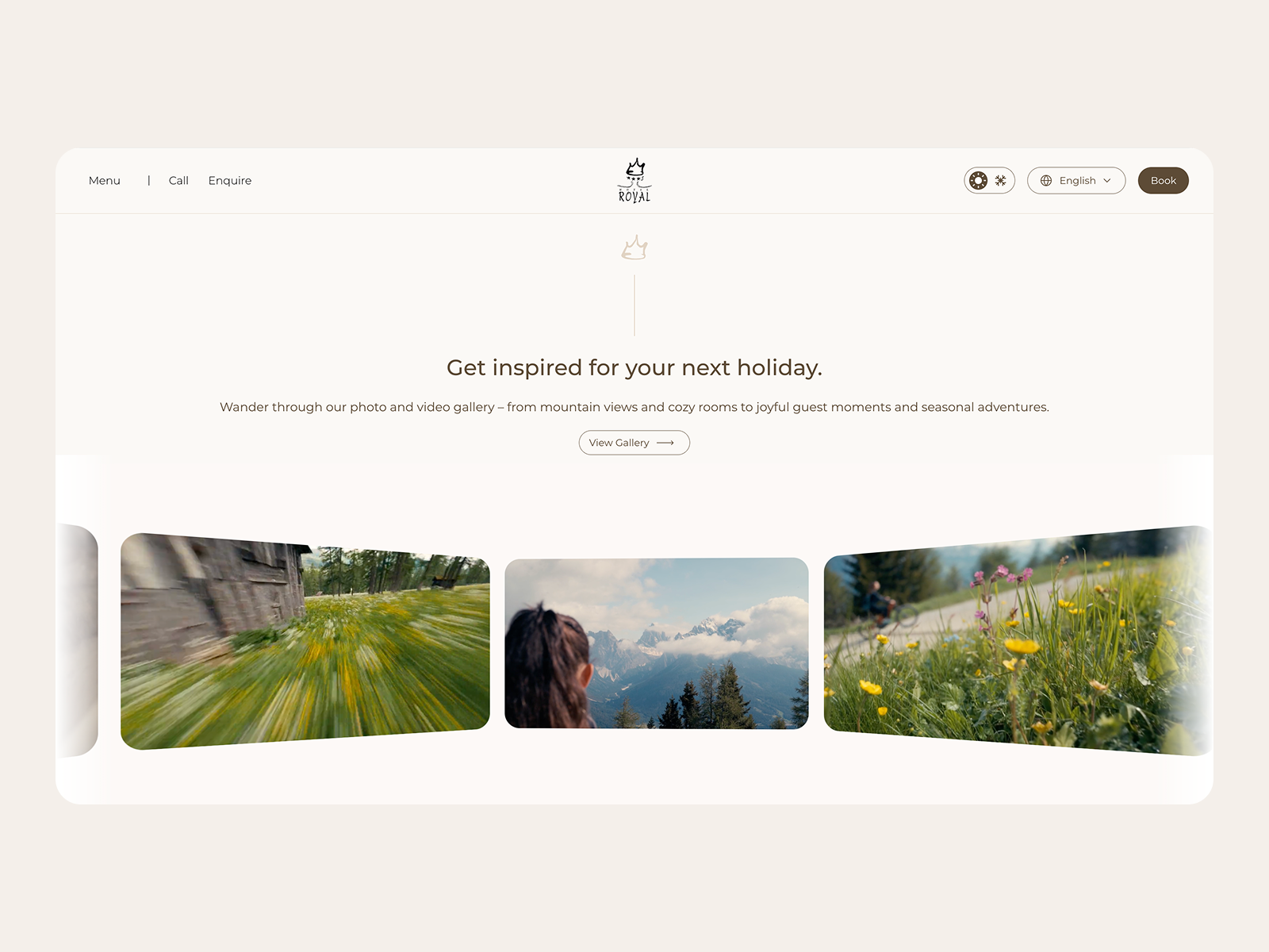 Gallery showcase with season switcher