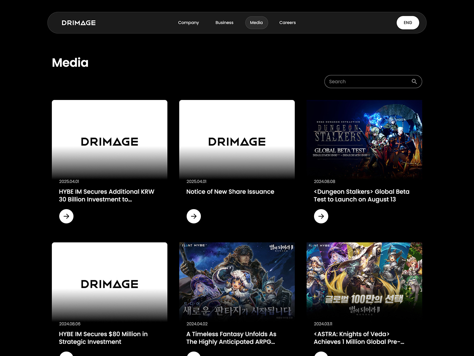 Media List page
