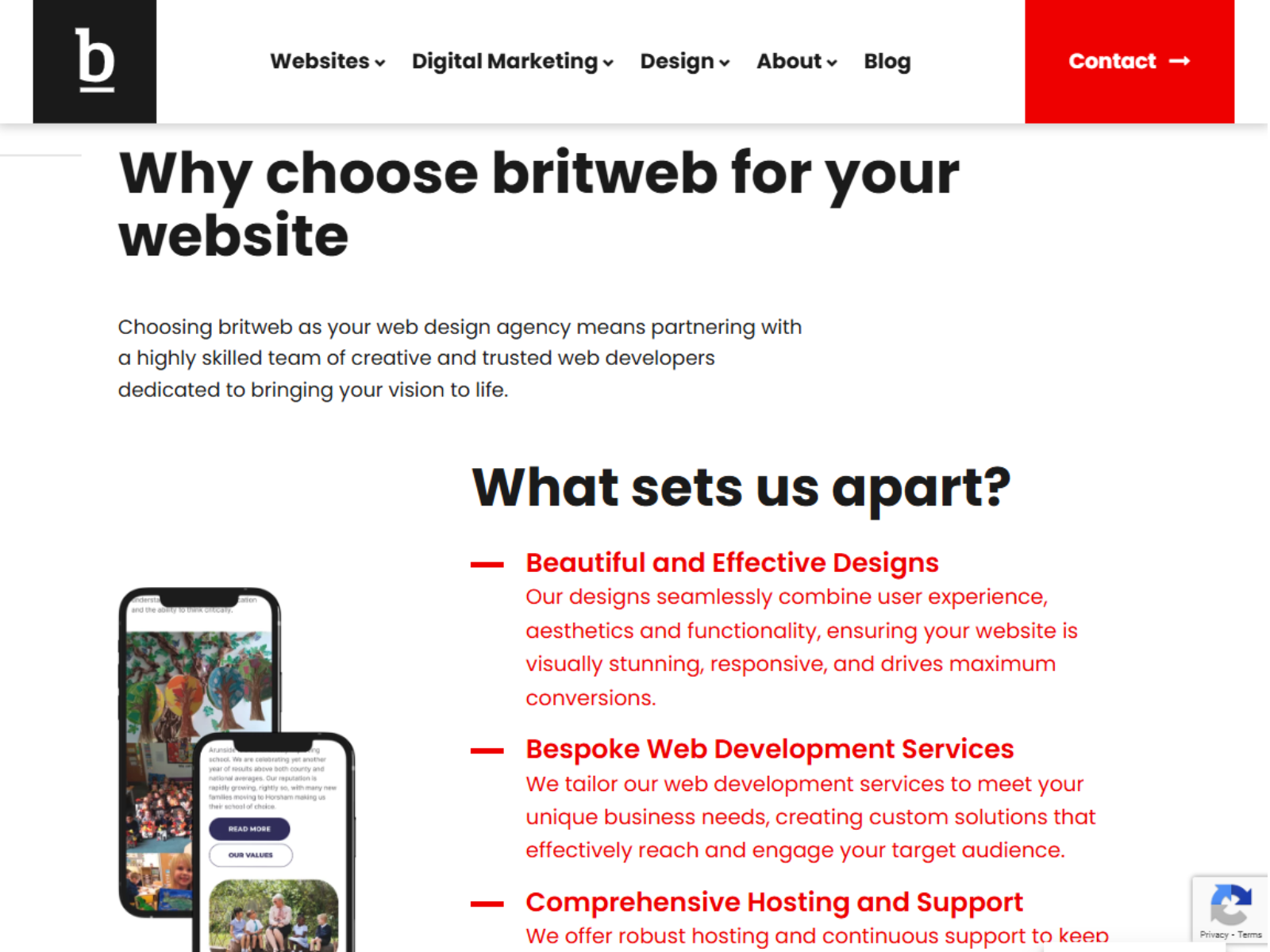 Web design and development page