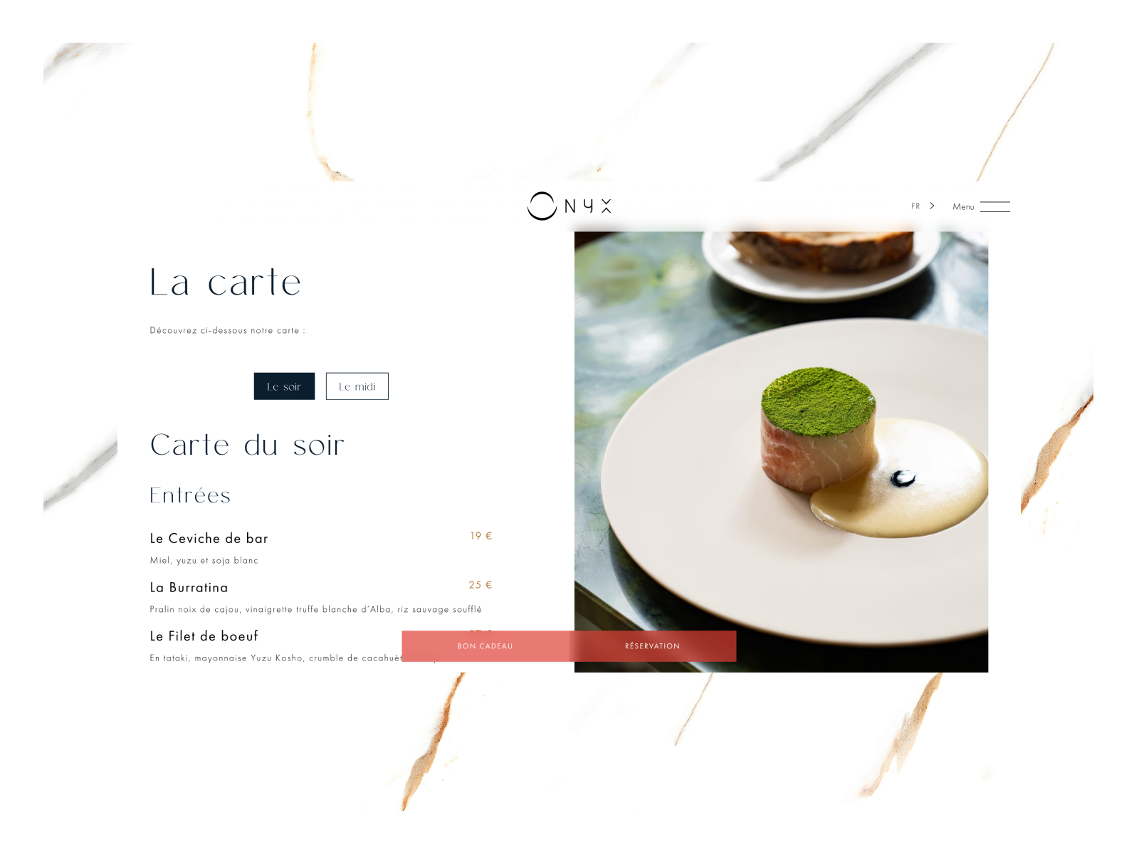 Restaurant menu