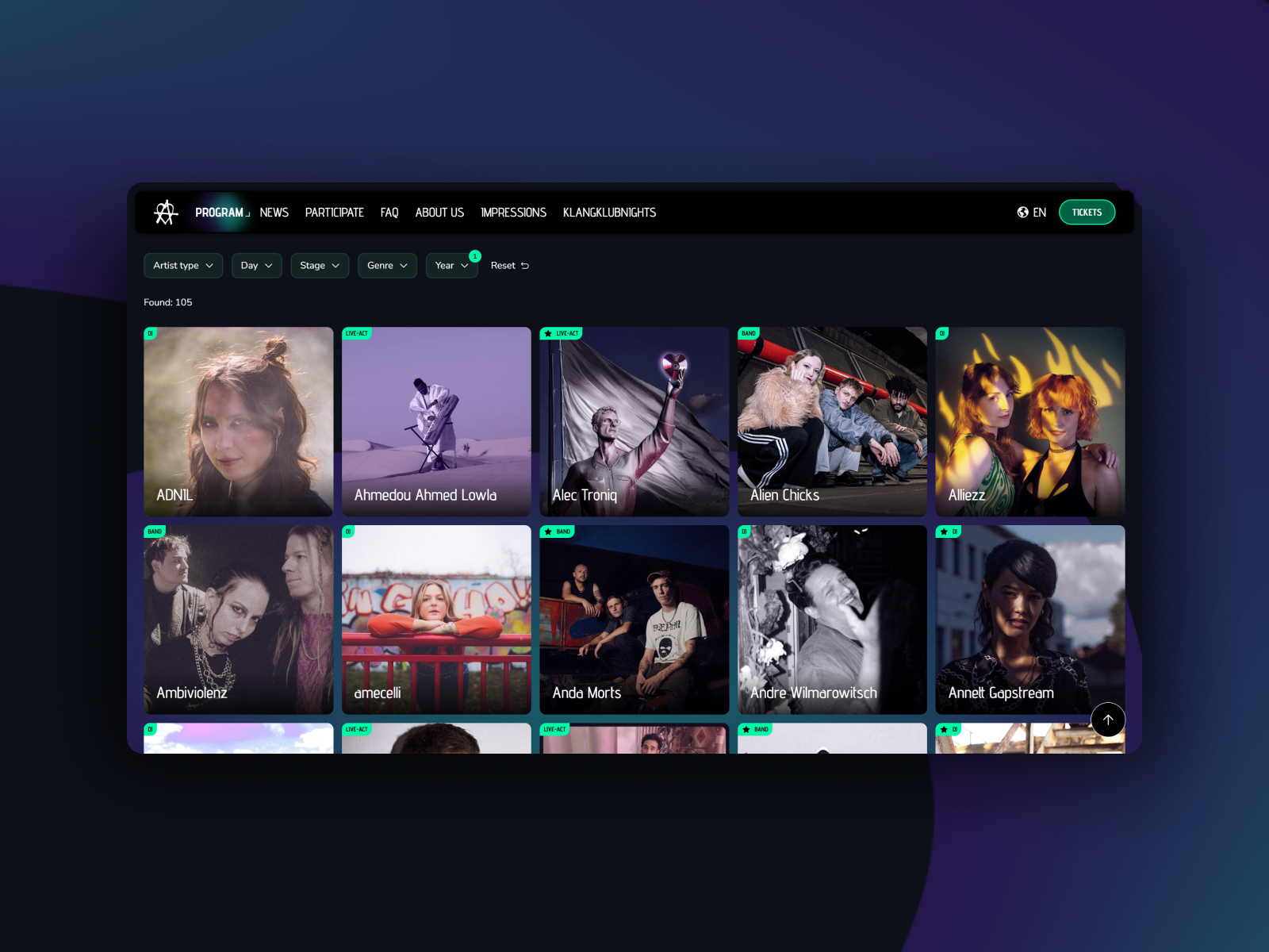 Line-up Page