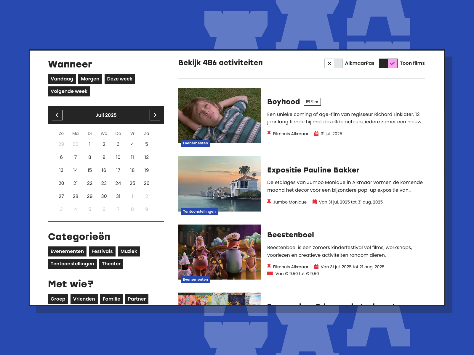 Event list and calendar