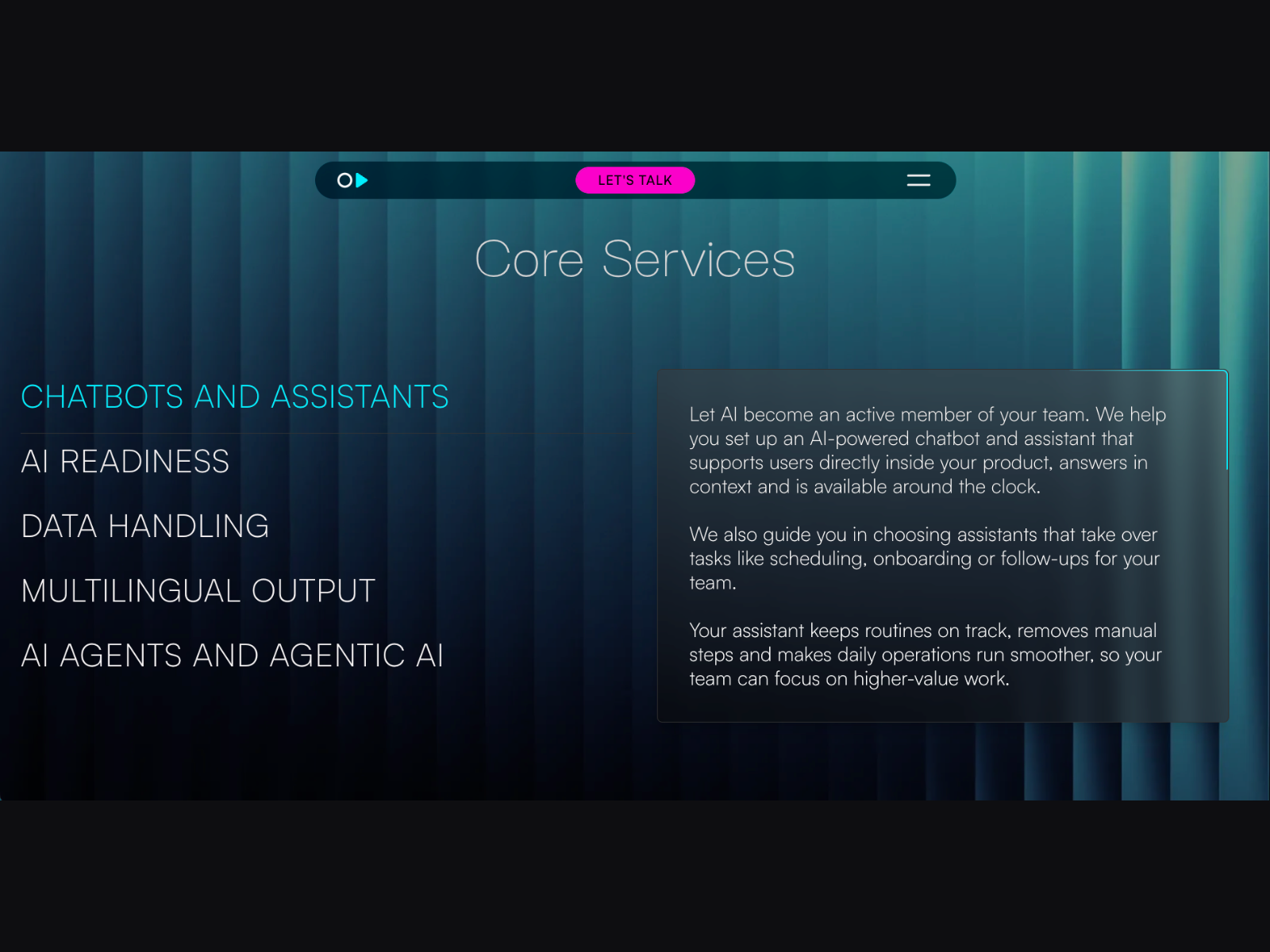 Service Detail Page with Border Glow Animation