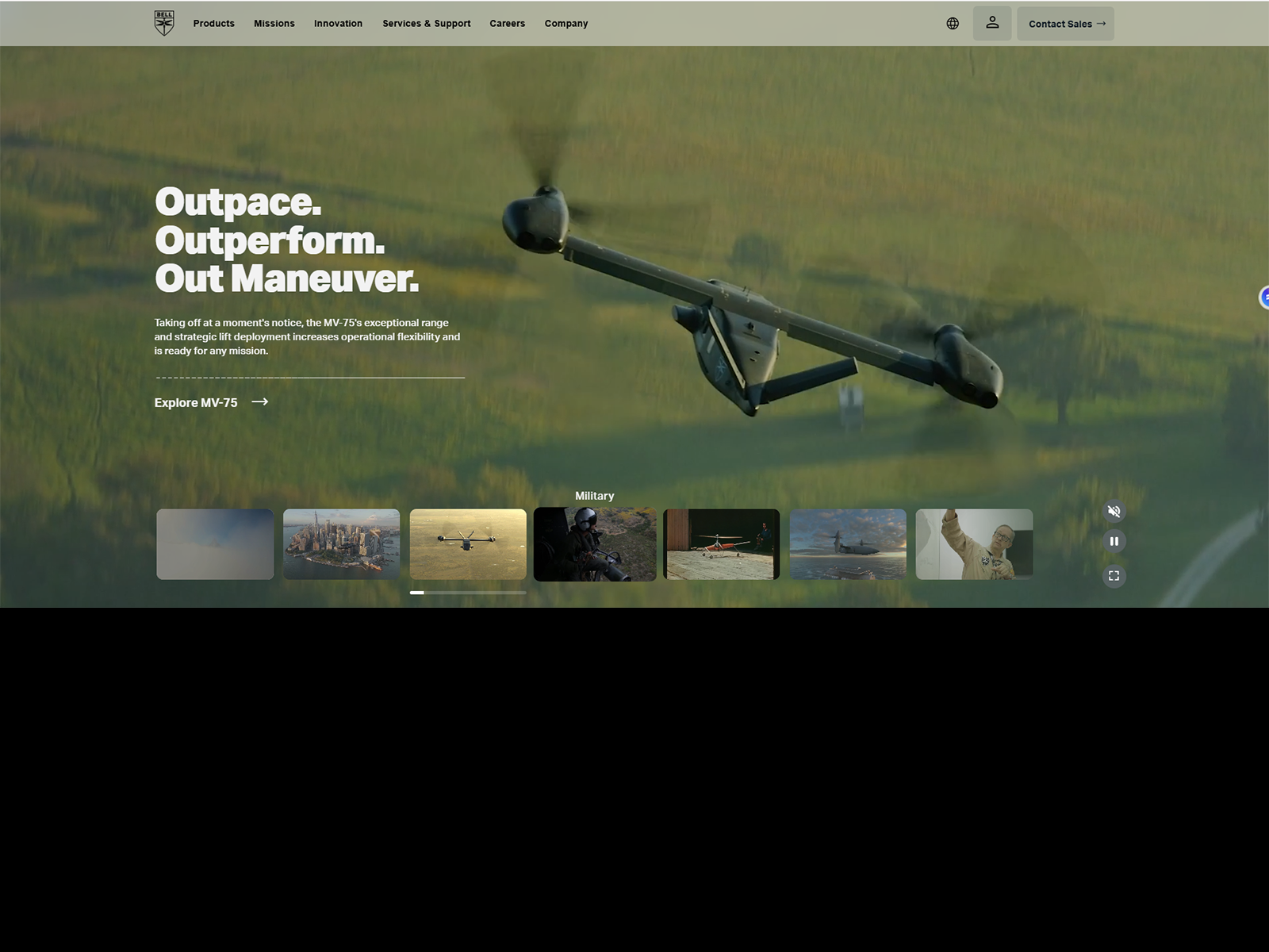 Hero video with dynamic CTAs & chapters that relate to various audiences as an element of the homepage with mobile support similar to a social media reel experience with audio and fullscreen toggles.