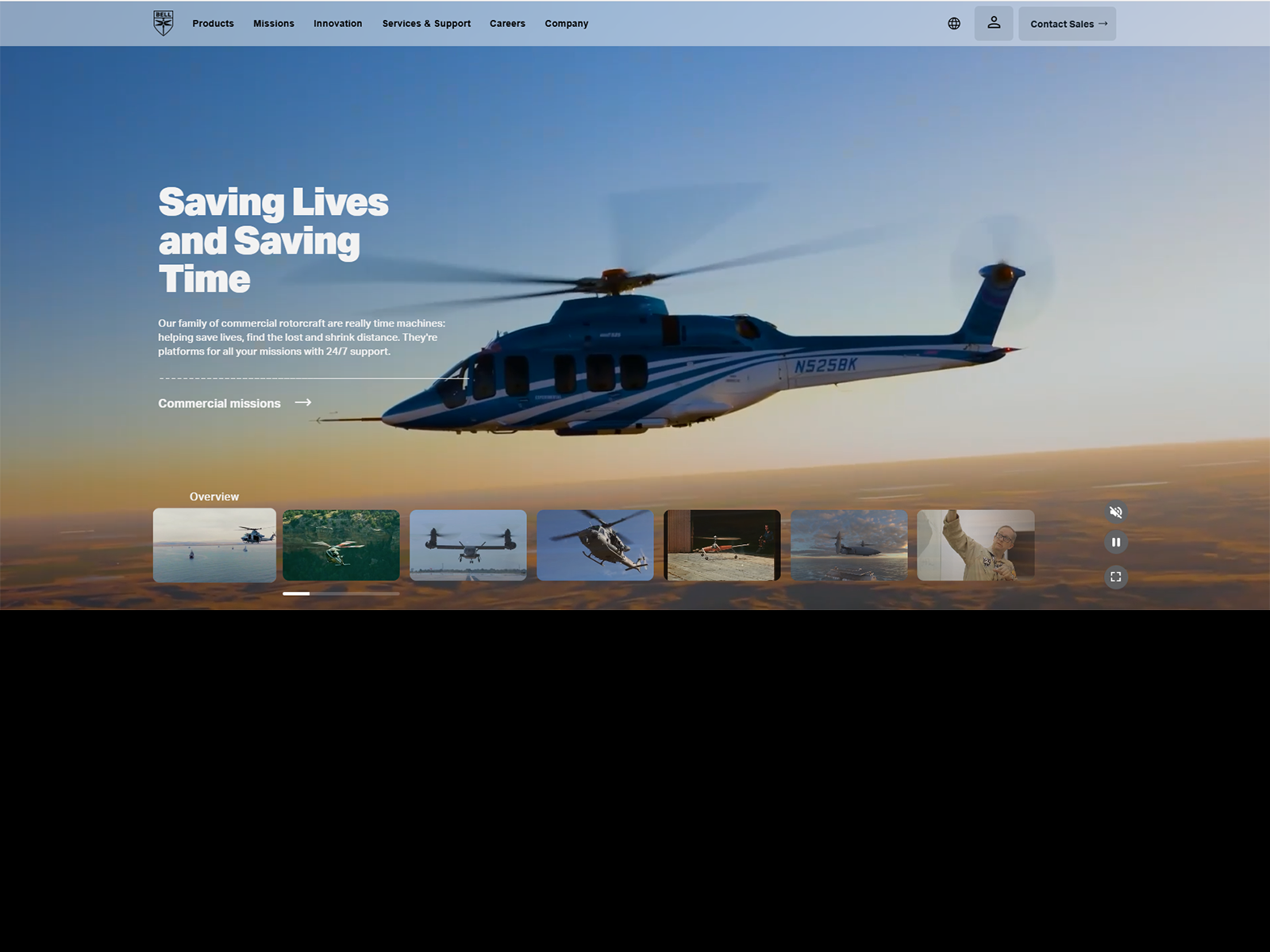 Hero video with dynamic CTAs & chapters that relate to various audiences as an element of the homepage with mobile support similar to a social media reel experience with audio and fullscreen toggles.