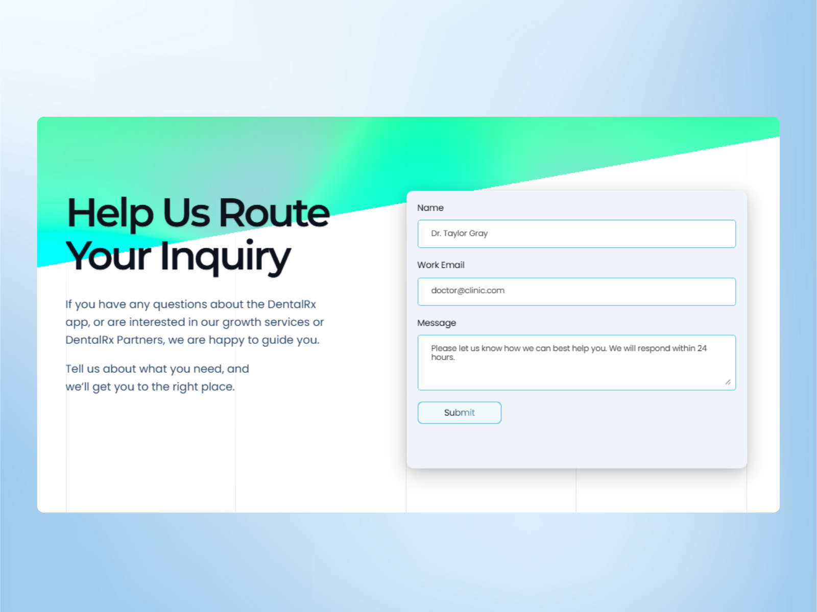 DentalRx Contact Page