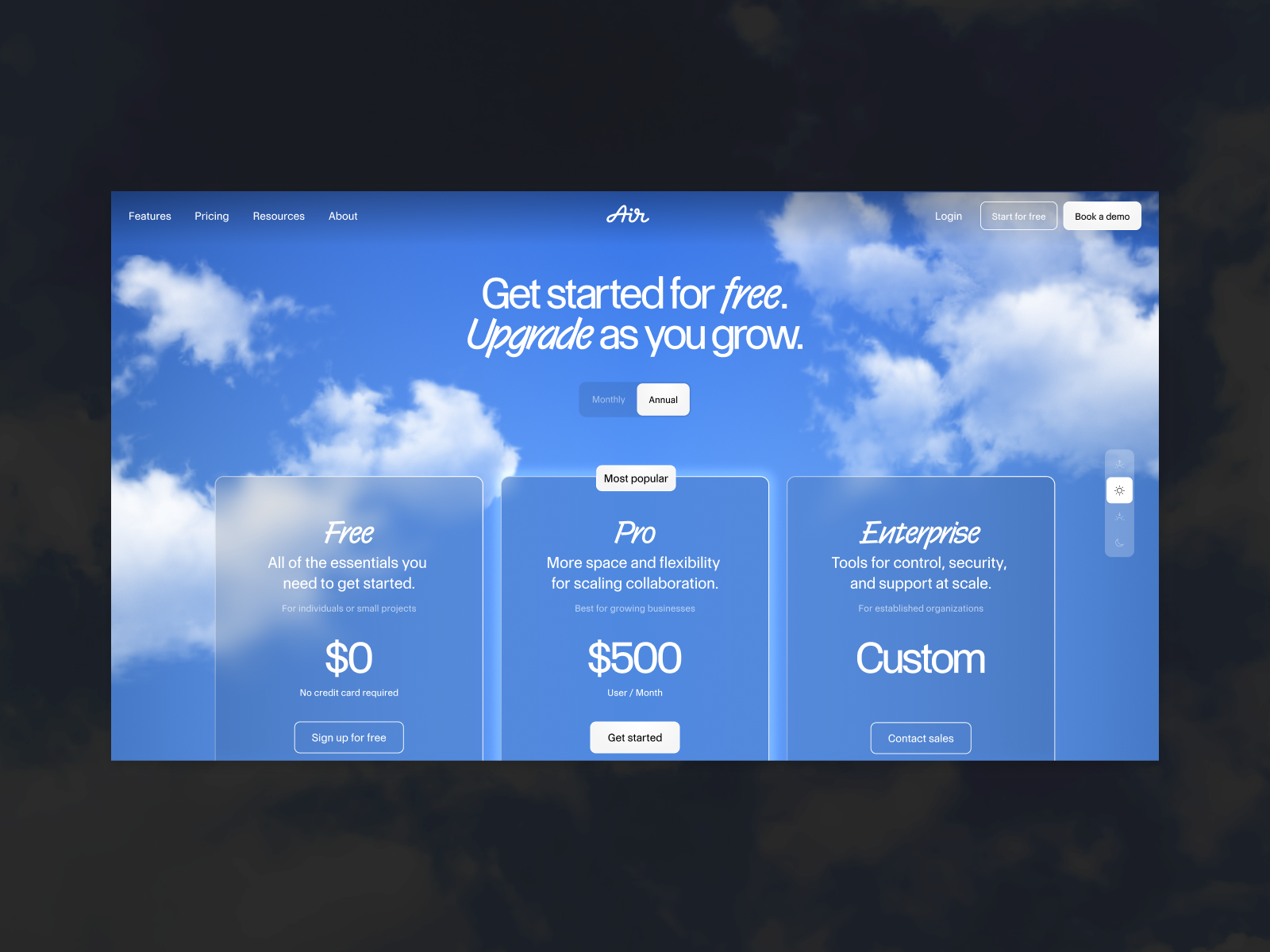 Pricing page