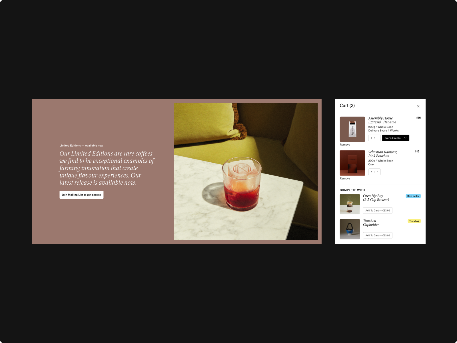 Modal I Assembly® Specialty Coffee Roasters