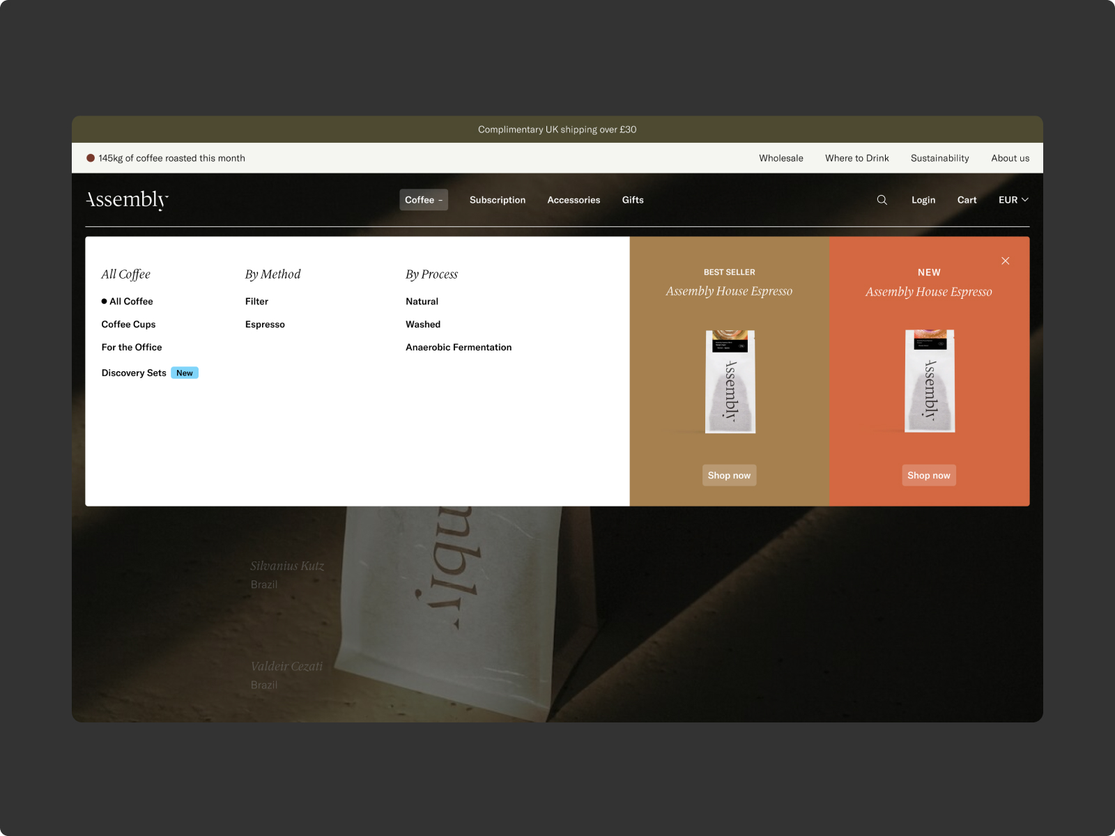 Menu I Assembly® Specialty Coffee Roasters