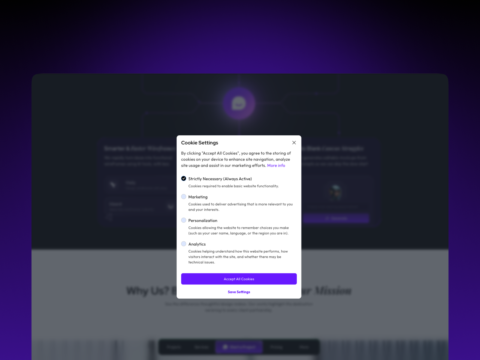 Cookie Modal for Design Monks