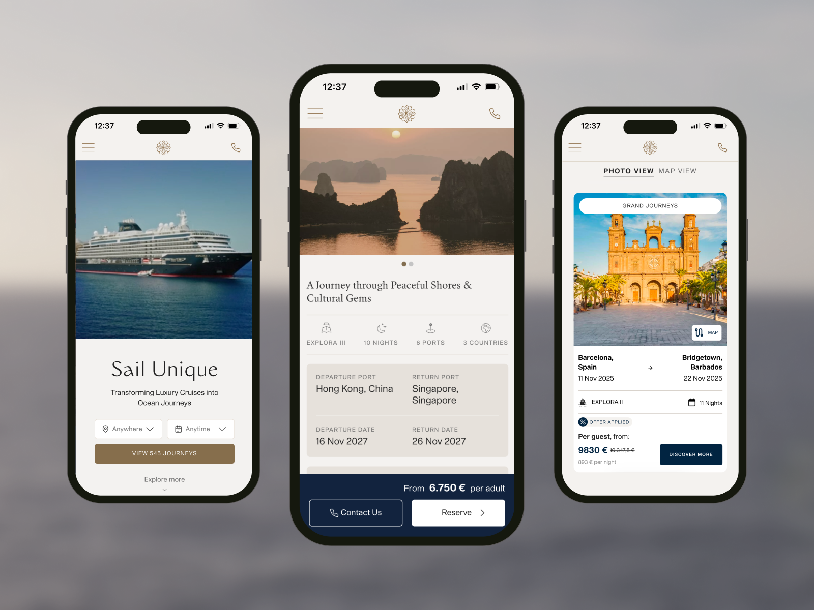 Explora Journeys Mobile Layouts