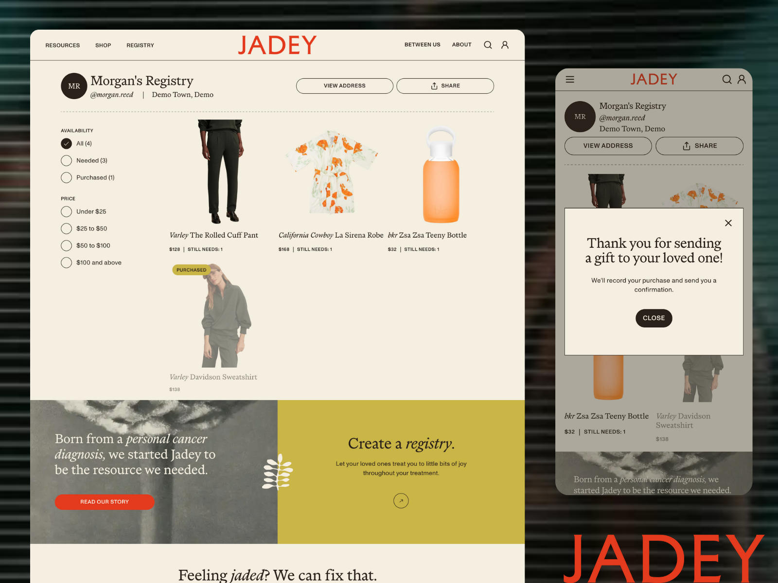 Jadey "Find your Registry"