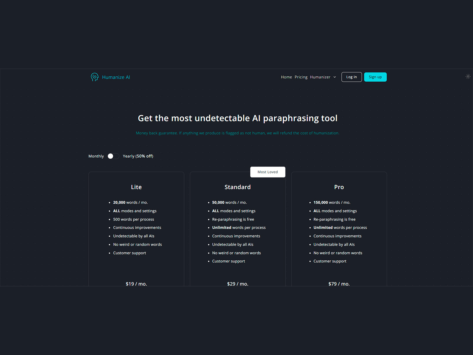 Pricing page