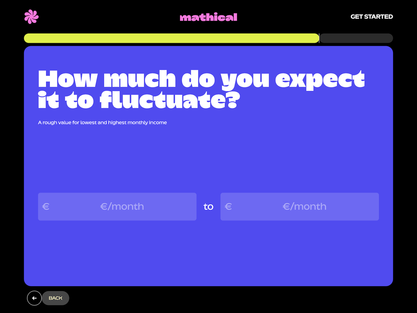 Full screen onboarding form