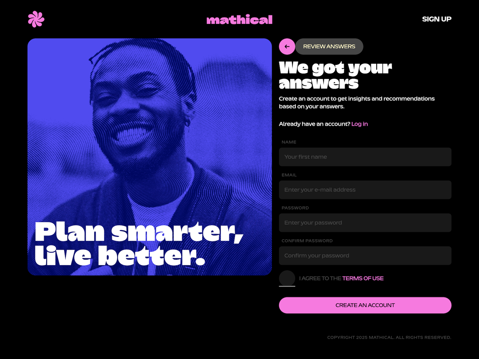 Registration form after anonymous onboarding...