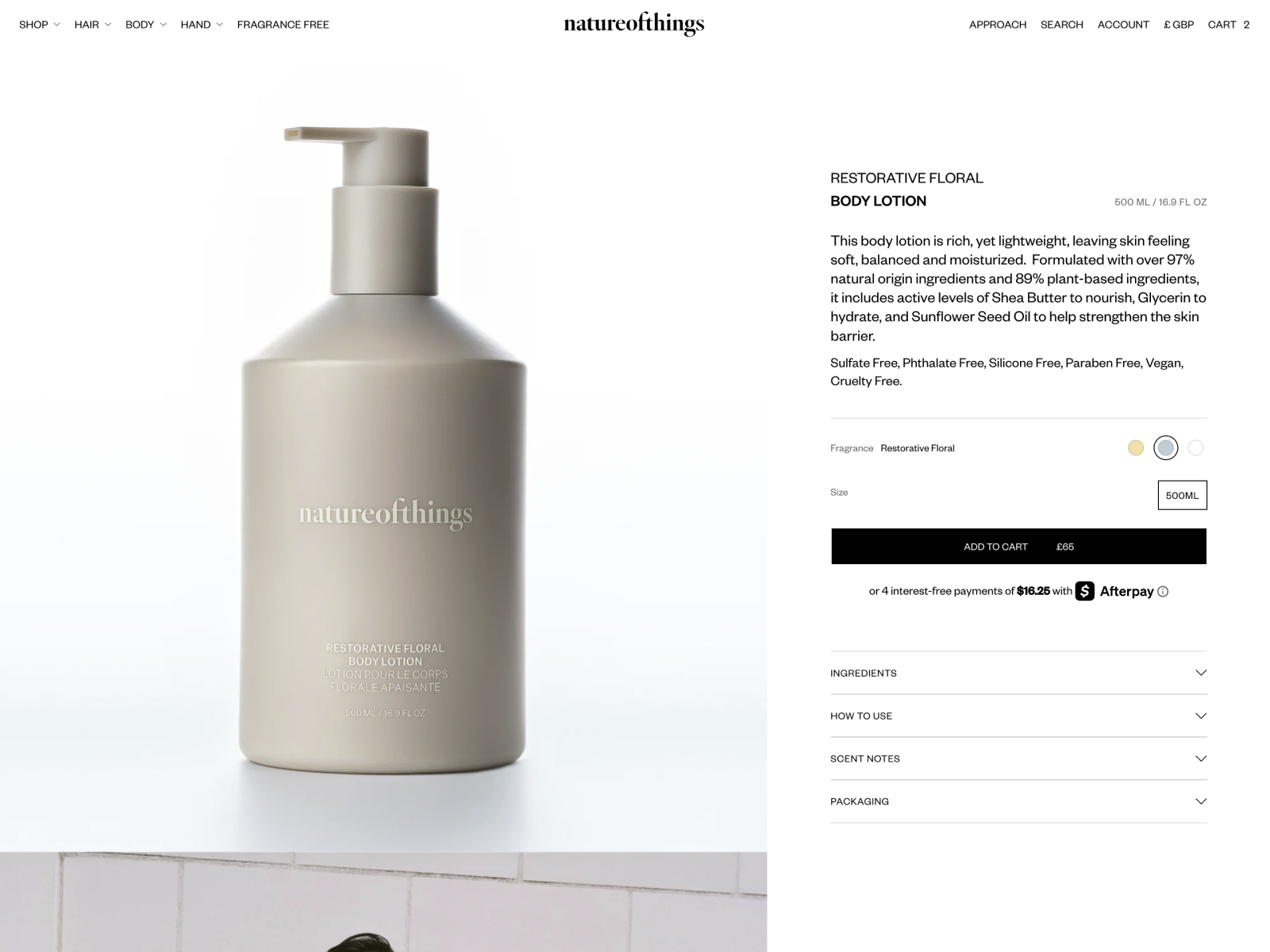 Product detail page