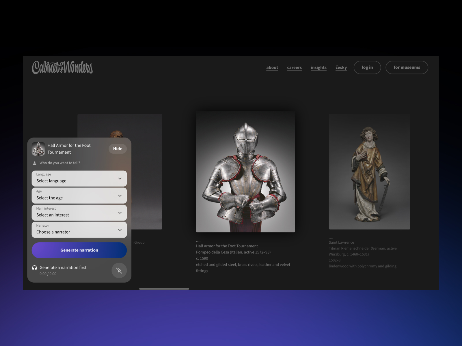 Gallery of artefacts