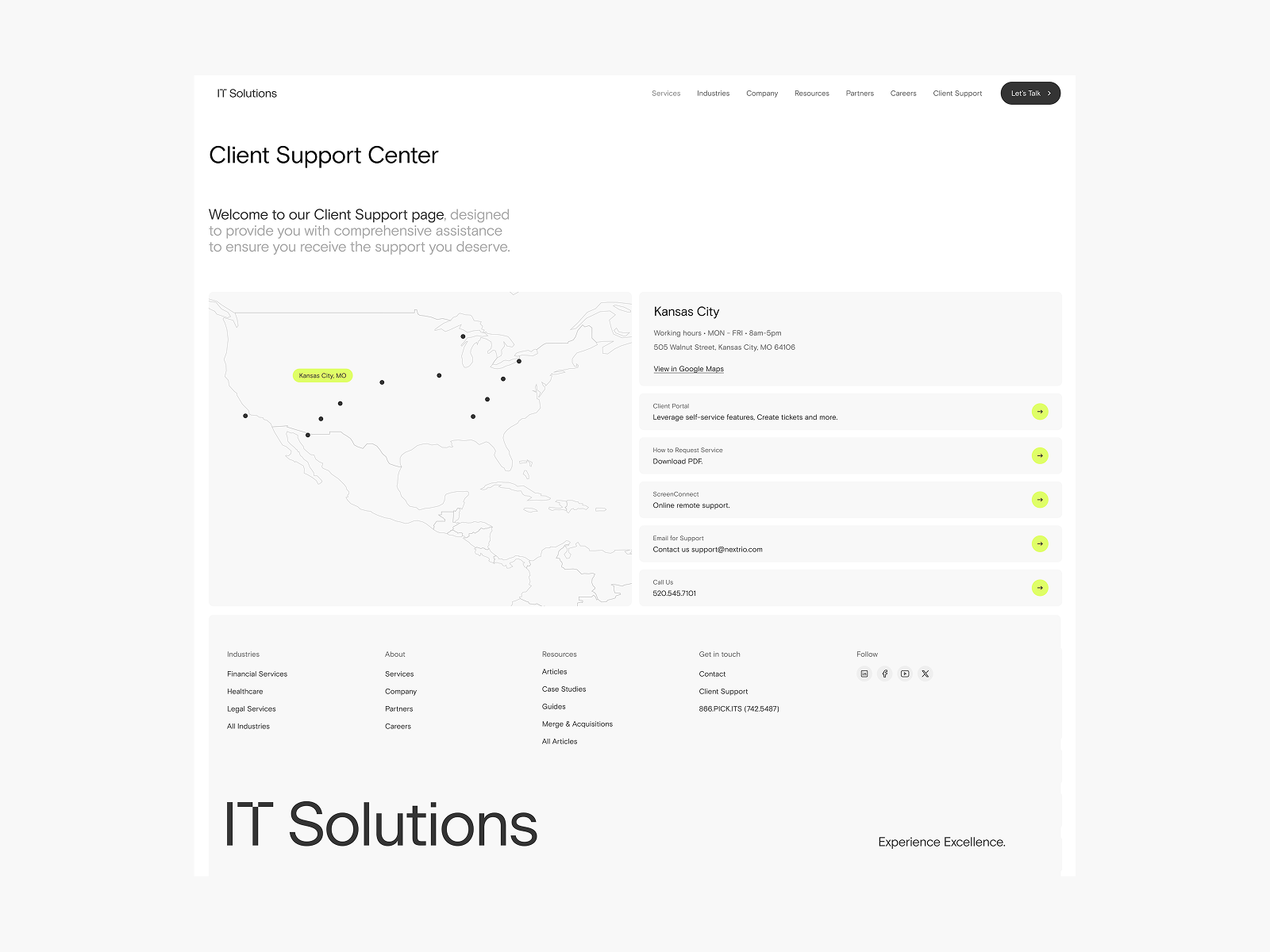 Client Support Page