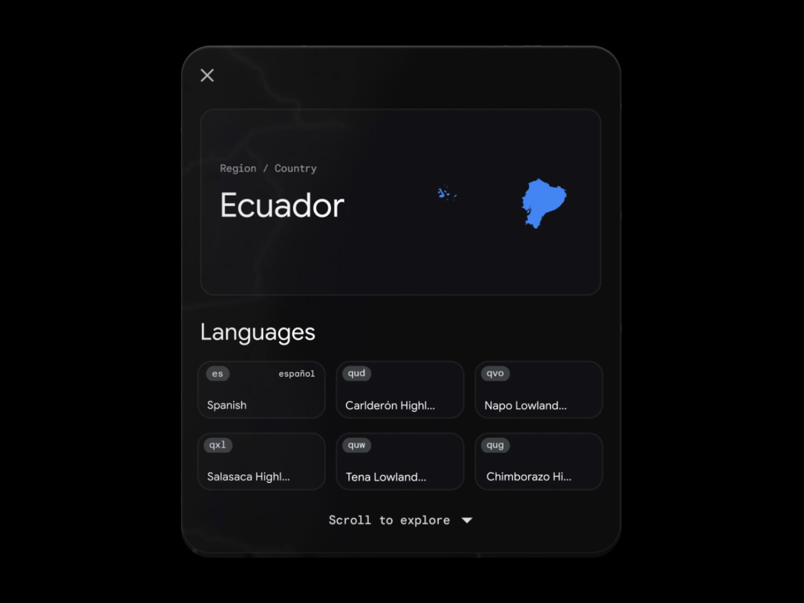 Language Explorer - Data Display
