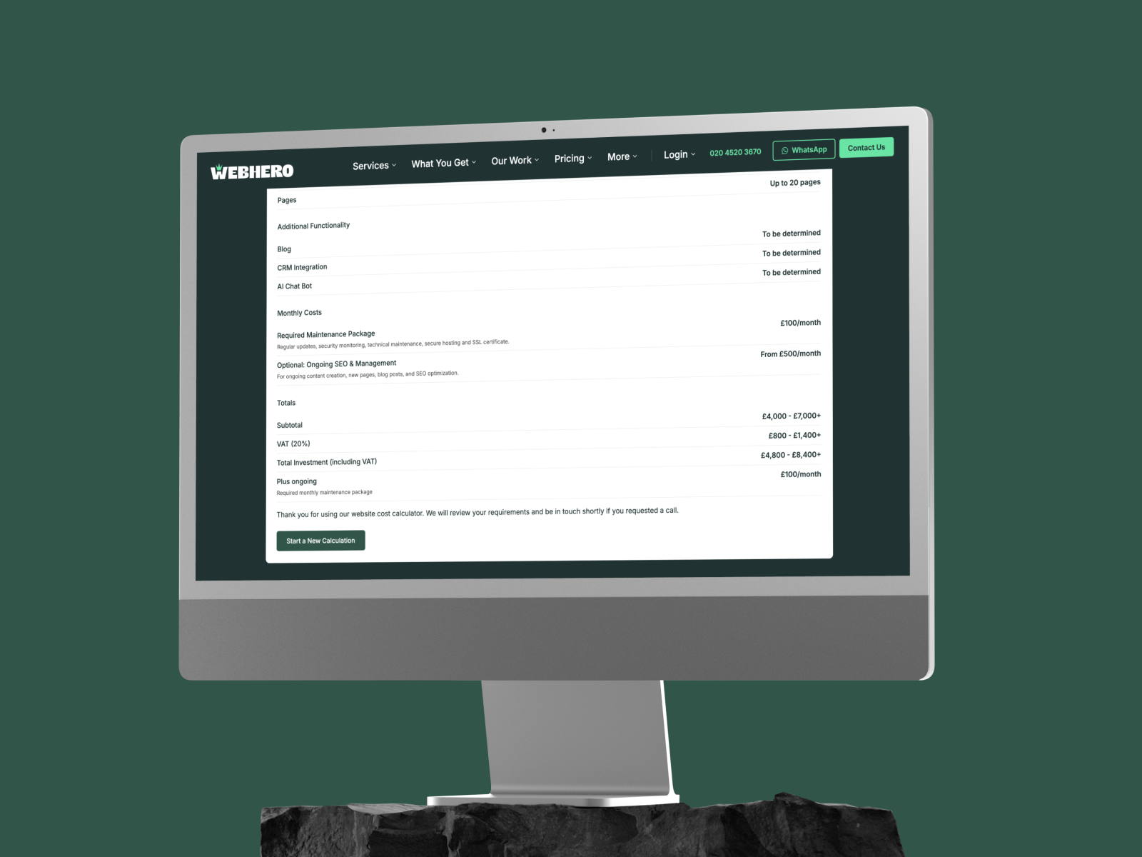 Conditional Pricing Calculator, we believe strongly there's nothing wrong with being transparent with indicating pricing.