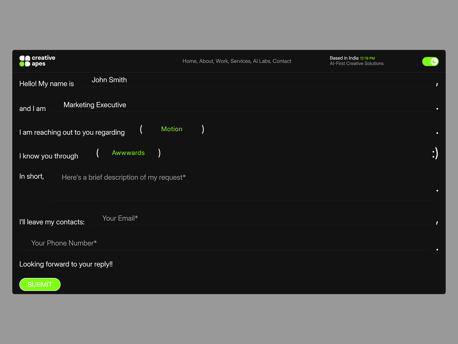 Contact Creative Apes Design