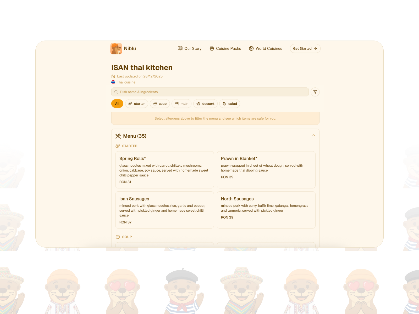 Niblu - Restaurant Menu