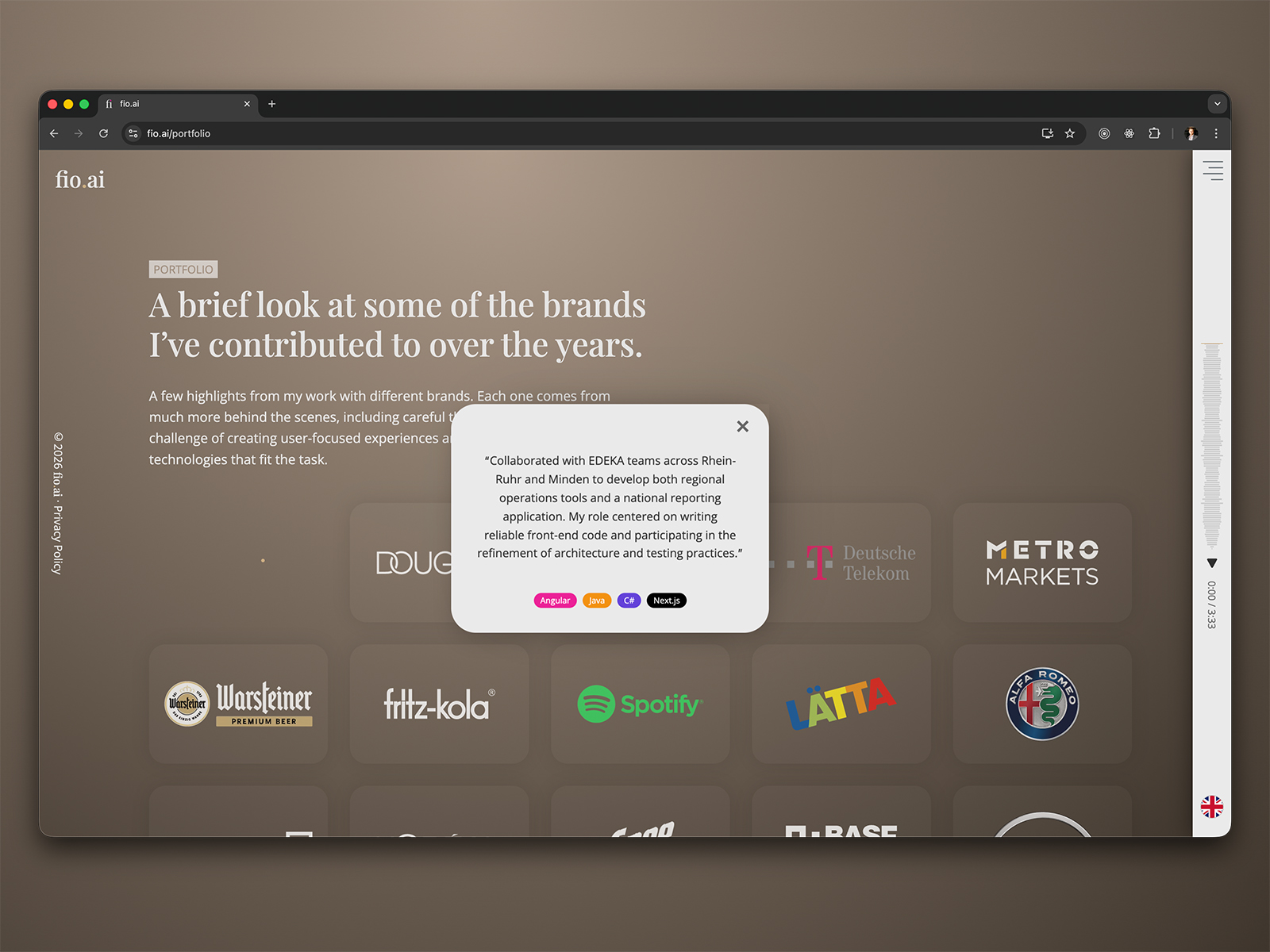 The sidebar lets users personalize the experience by switching between three distinct themes, instantly transforming the look and feel of the site.