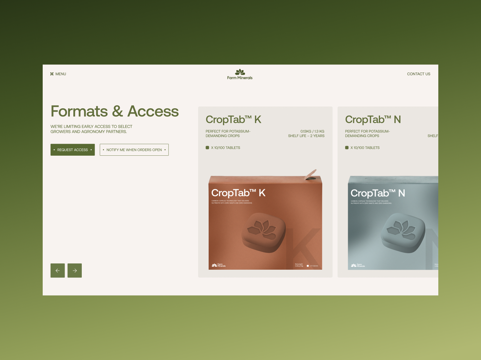 Agricultural Mineral Products Page Design