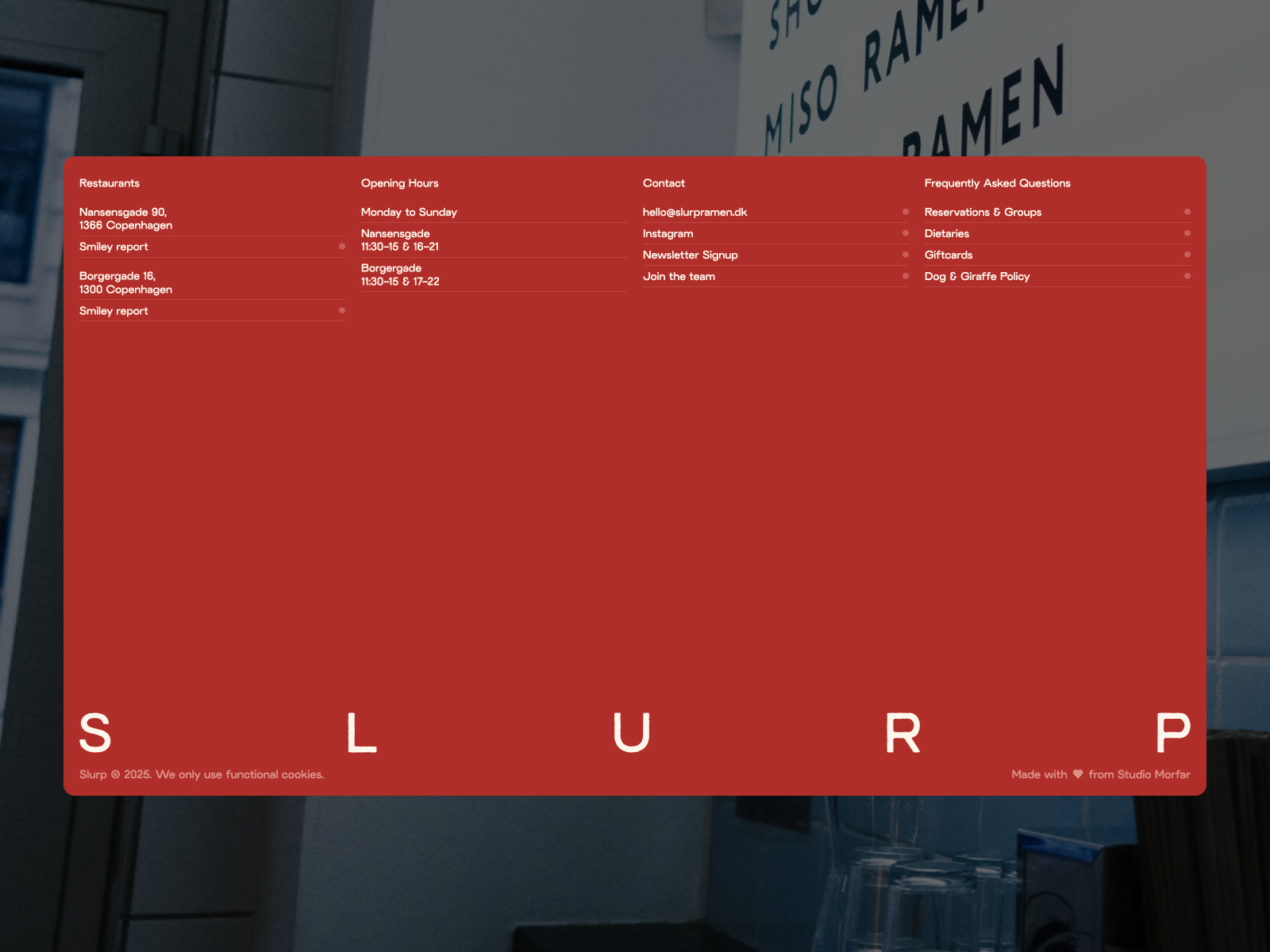 Footer, Contact & FAQ