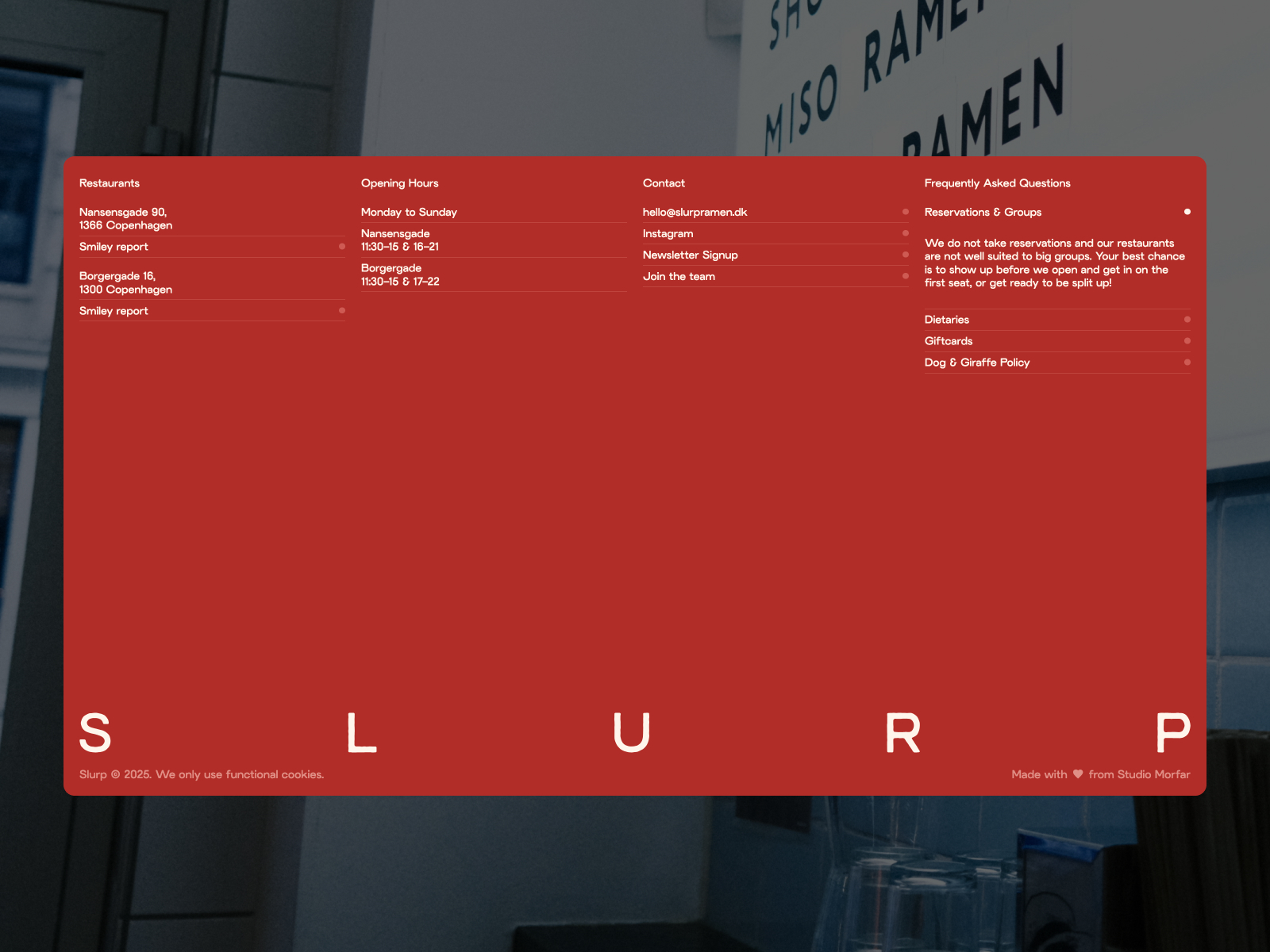 Footer, Contact & FAQ