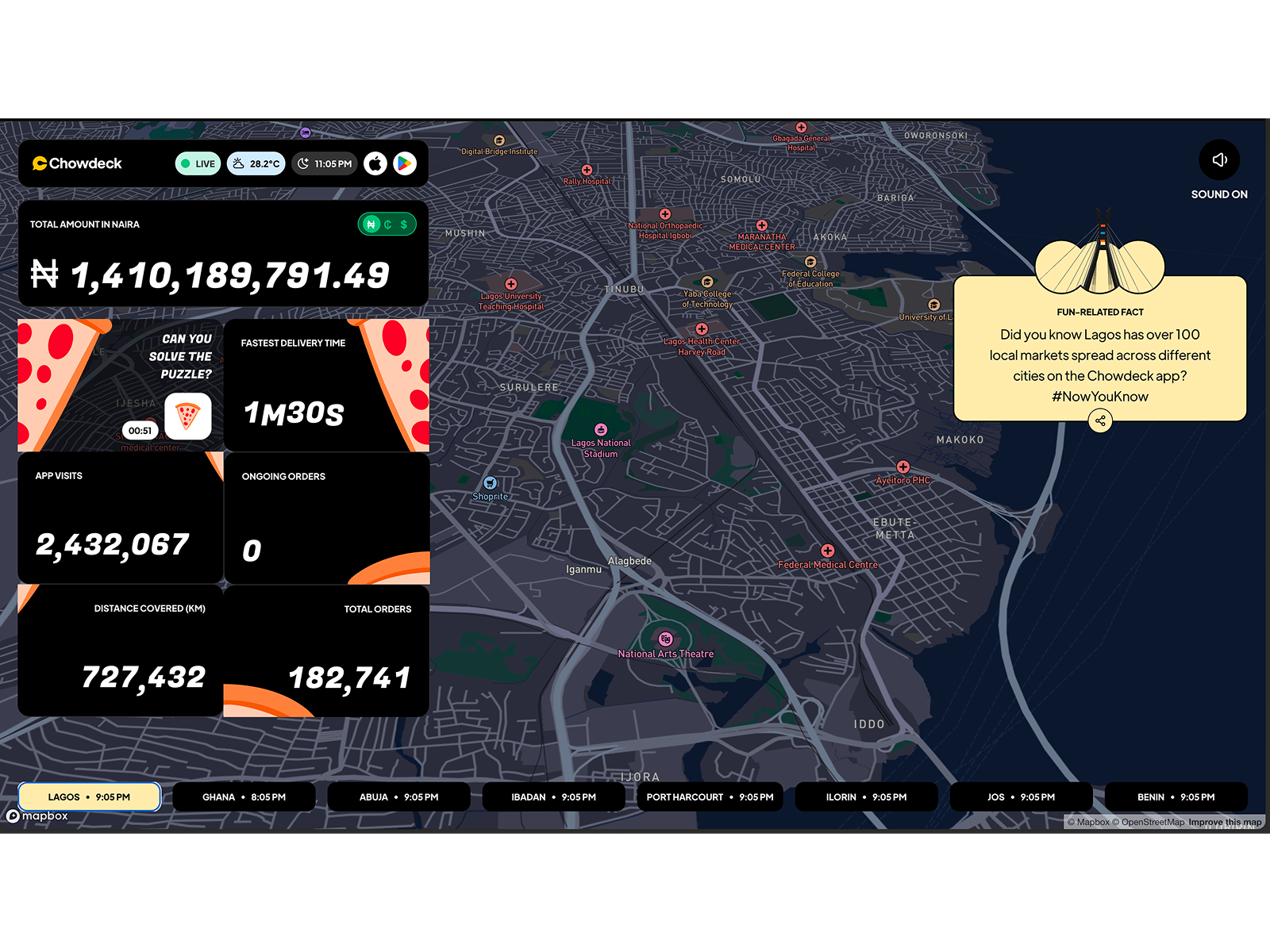 Landing Live & Interactive Map of Nigeria & Ghana, Countries We're Live In. The map is also an automated day/night map