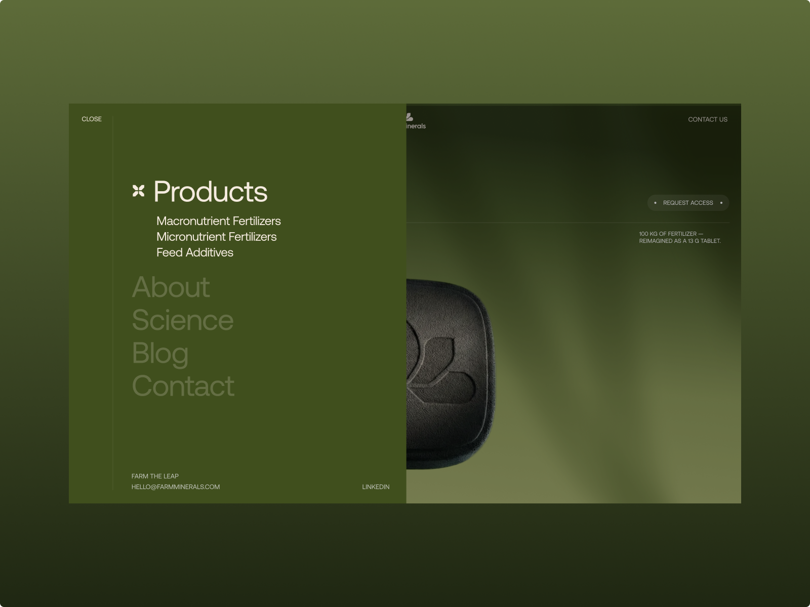 Menu Website Design for Agricultural Minerals...
