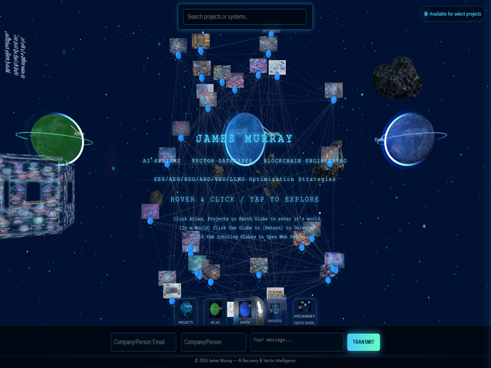 3D Universe Navigation & Orbiting Worlds