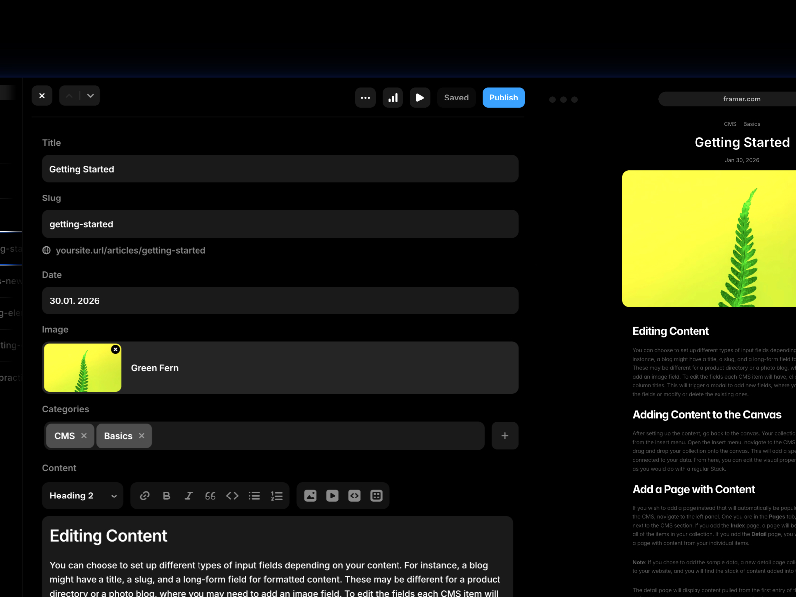 Showcasing instant publishing