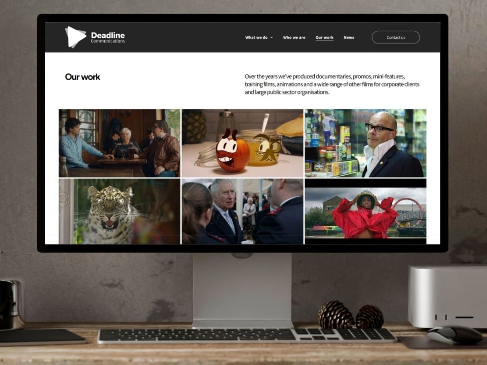 The “Our work” gallery and variety of projects