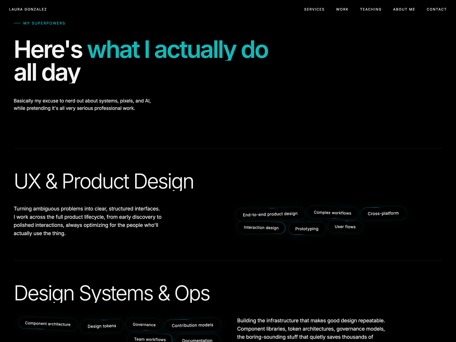 Services section UX Portfolio