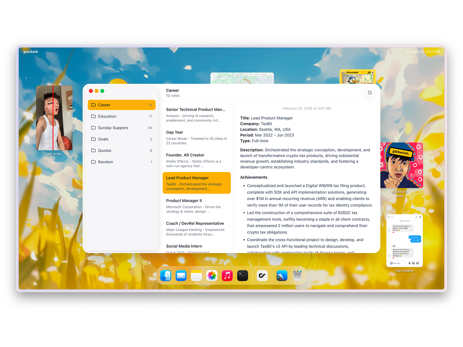 Career / Education / etc. (Notes App)