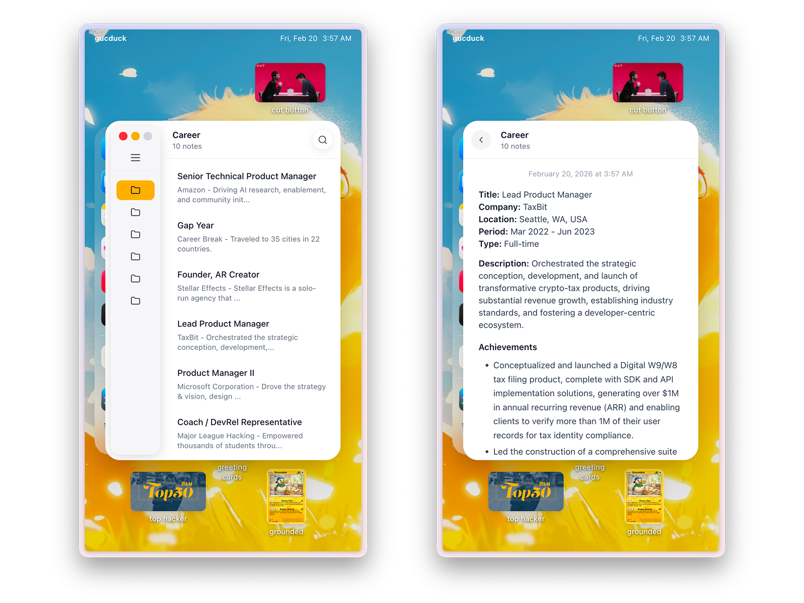 Career / Education / etc. (Notes App)