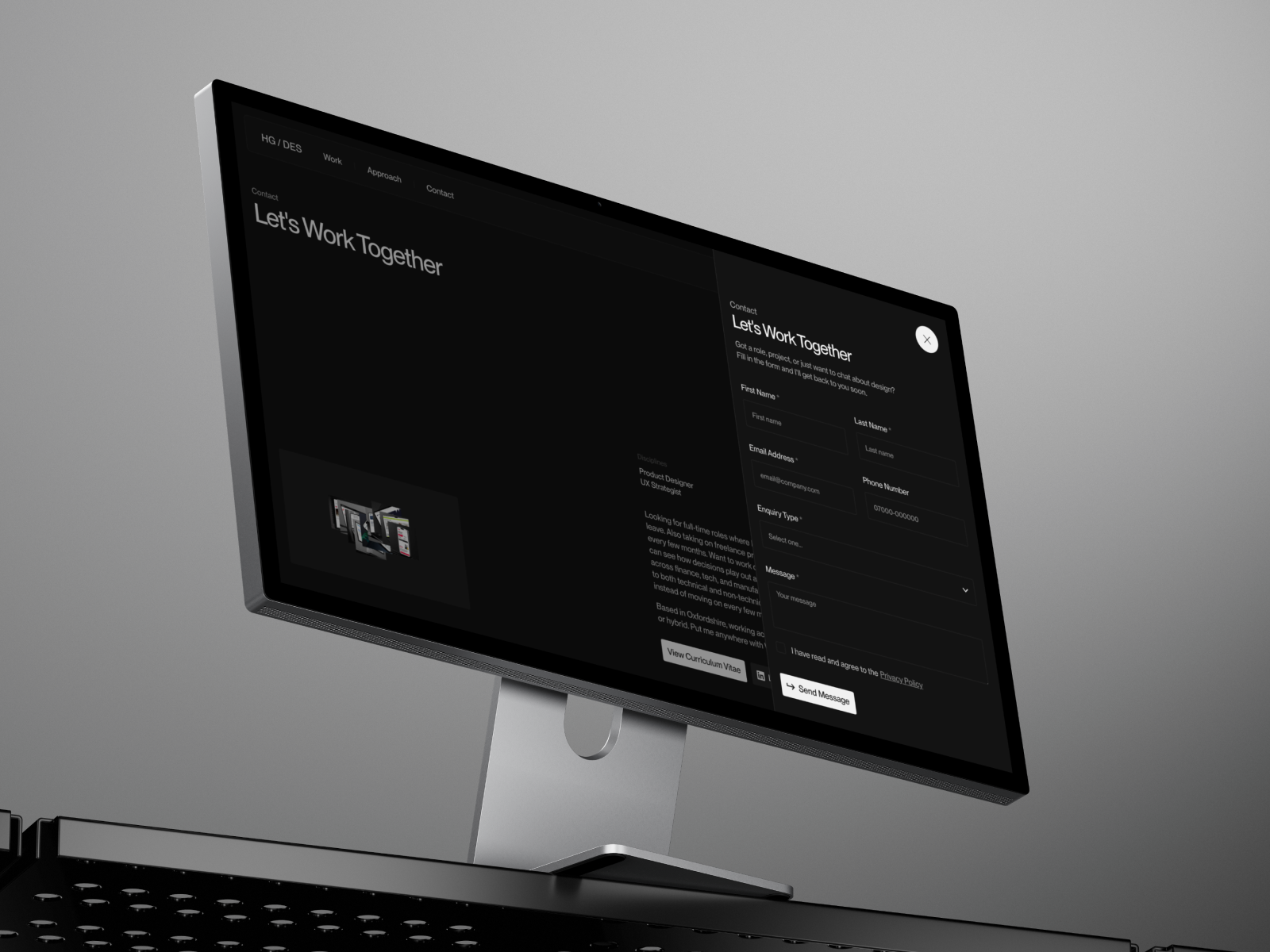 HG/DES Portfolio — Contact Modal