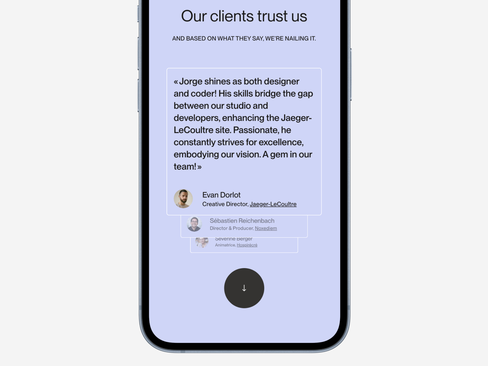 Vertical reviews infinite slider