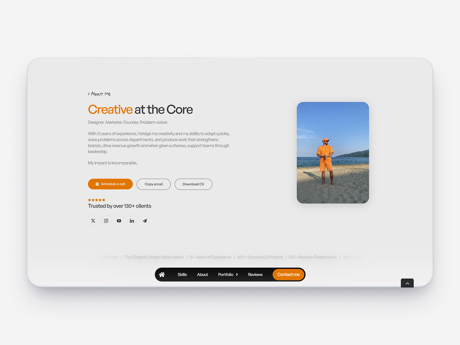 About Section (3D Card Pin)