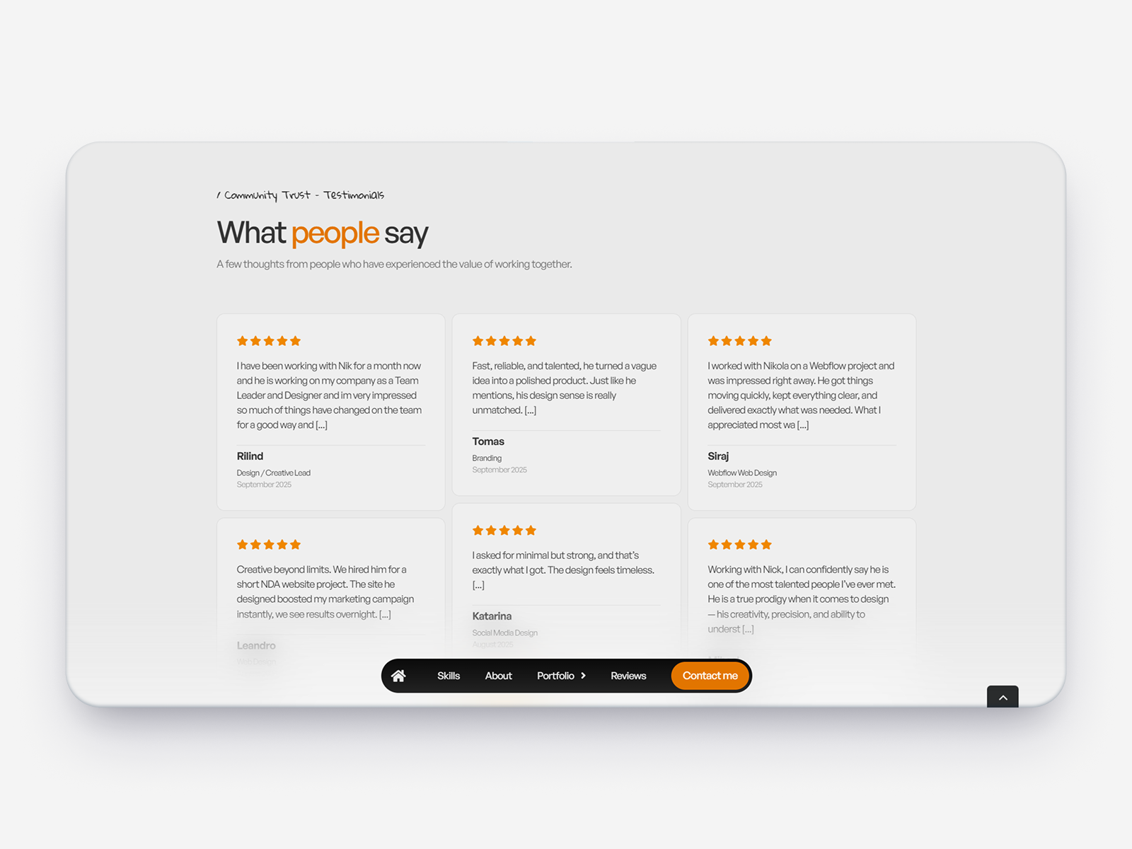 Testimonial / Review Section