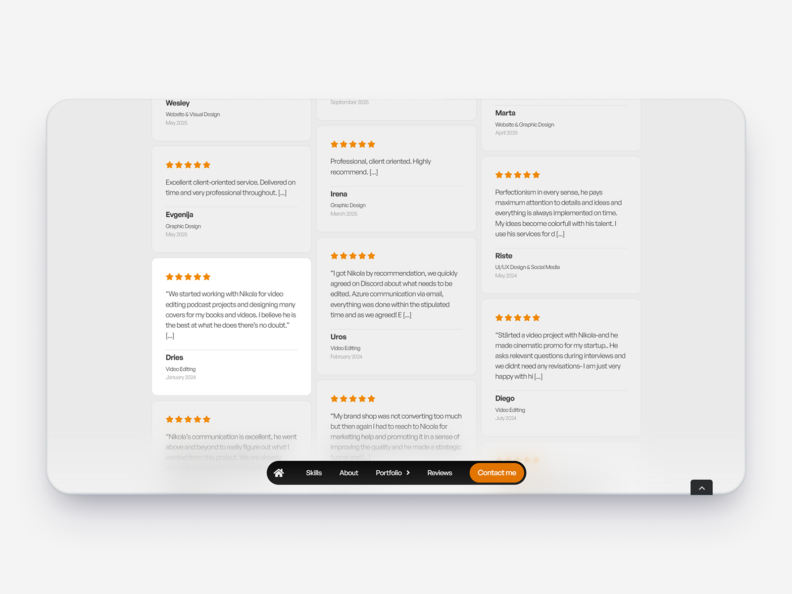 Testimonial / Review Section