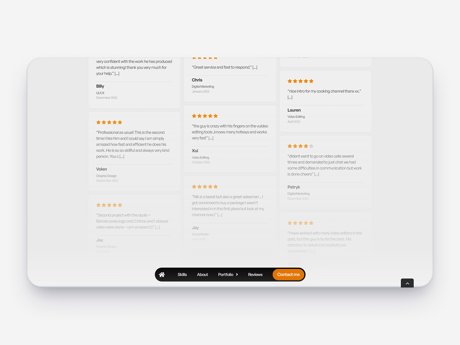 Testimonial / Review Section