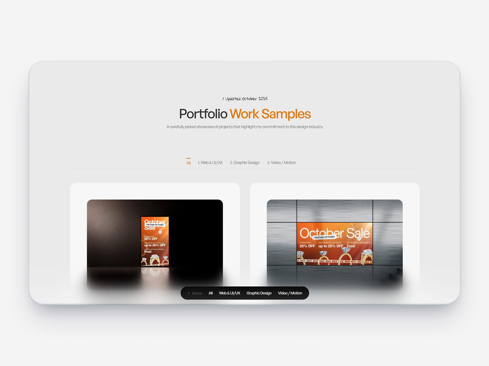 Portfolio Cards (Minimal Preview Showcase with frozen bottom viewport effect)