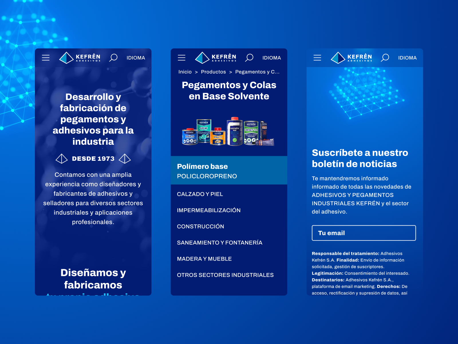 Responsive design Adhesivos Kefrén